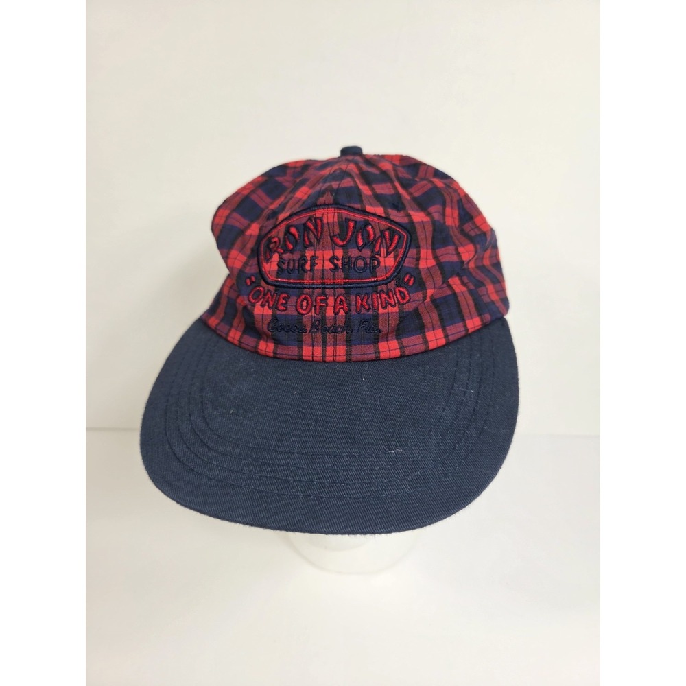 Vtg 90s RON JON Cocoa Beach Surf Shop "ONE OF A KIND" Hat  Plaid Osfa